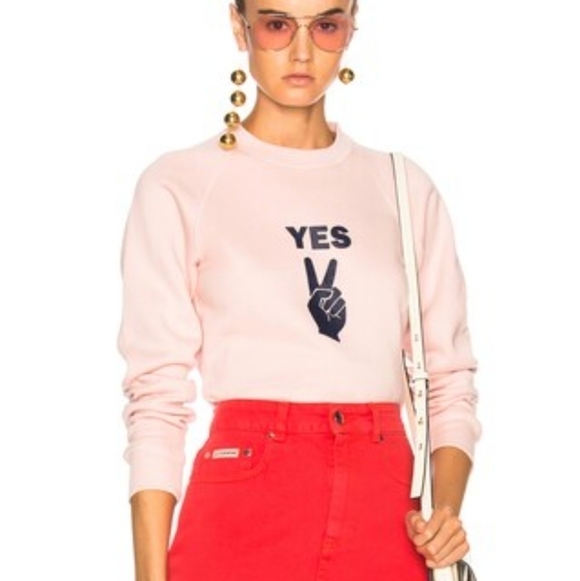 Alexa Chung Pink Yes Peace Sign Sweatshirt S